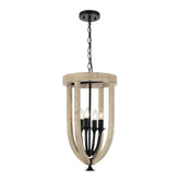 Telbix Lighting Indoor Pendants Hosley Pendant Light 4Lt in Black & Oak Lights-For-You HOSLEY PE4-BK 9329501070406